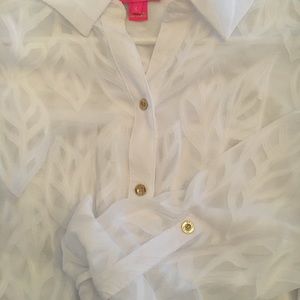 Lilly Pulitzer Sheer White Tunic Blouse